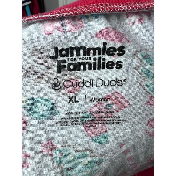 Cuddl Duds Women's Christmas Pajamas Long Sleeve Pant Set Size XL Red Gray - Picture 4 of 12